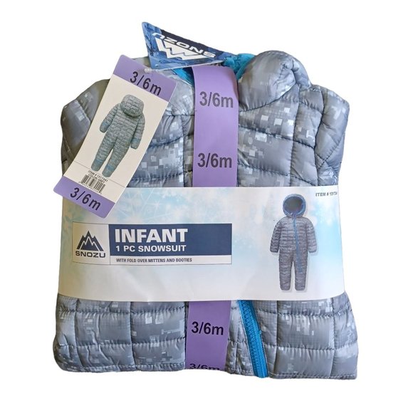 NWT Snozu Infant's Snowsuit Size 3/6M Grey Color Zipper Closure Outerwear Jacket - Picture 3 of 11
